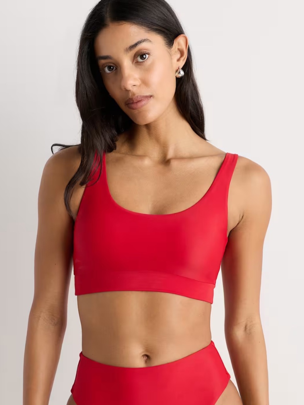 NWT Quince red Italian Tank bikini top sm